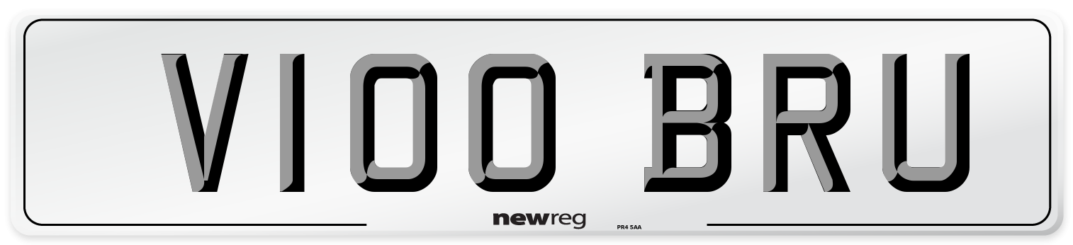 V100 BRU Number Plate from New Reg